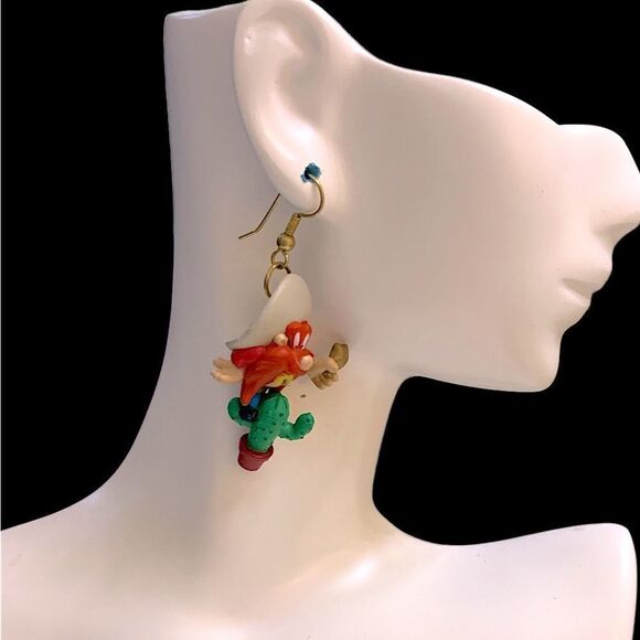 Vintage Looney Toons 1995 Yosemite Sam earrings pierced fun fun fun - Picture 4 of 5